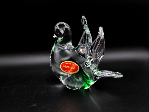 Art glass green dove bird - glass,