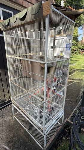 Large white metal bird - large,